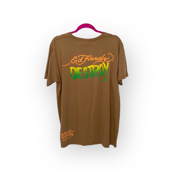 new Ed Hardy 𖦹 Punks Not Dead Barefoot Beach T Shirt Dress 𖦹 Cocoa Brown 𖦹 L - Picture 3 of 16